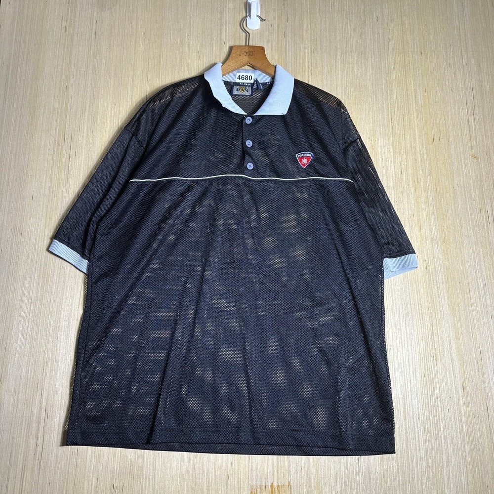 Vintage PJ Mark Polo Shirt Mens XL Black Short Sleeve Collared Pamark 90S